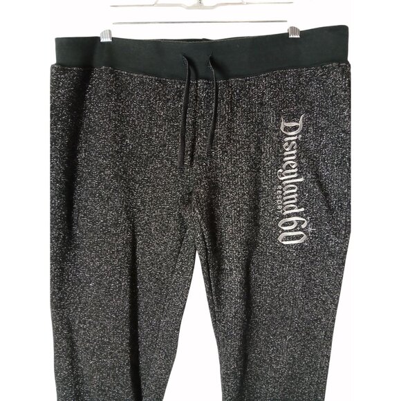 Disneyland 60th Resort Womens Sparkle Lounge Pants Black Silver Size L Jogger - Picture 1 of 9
